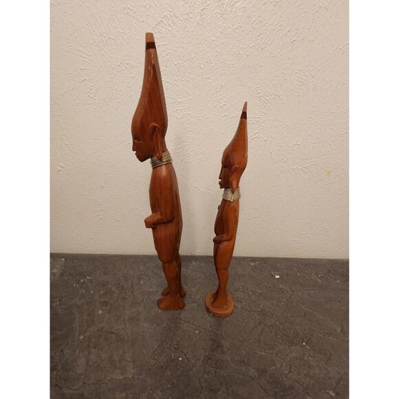 Pair Hand Carved African Tribal Ebony Wood Figure Man Sculpture 15 " - Picture 5 of 6
